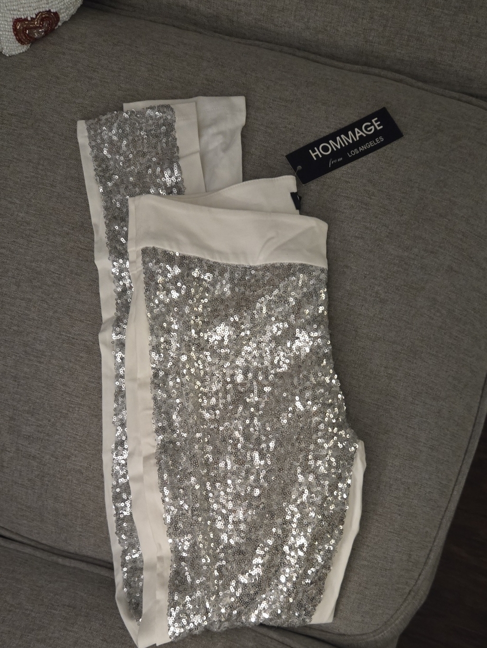 White Sequin leggings pants